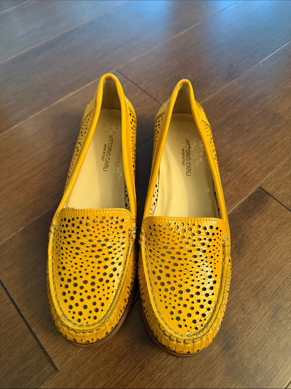 Vittorio Yellow Perforated Leather Slip-On Loafers
